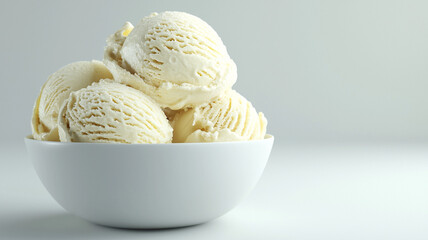 Vanilla ice cream scooped out of container