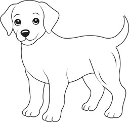 dog vector realistic style detailed puppy standing in line art