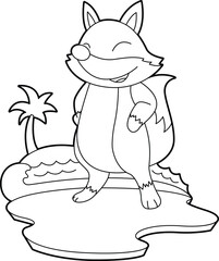 Fox Summer Beach Animal Vector Graphic Art Illustration