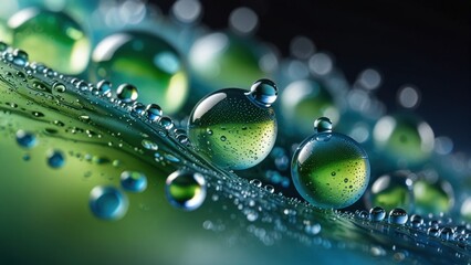 Microscopic View of Glowing Micelle Drops in Suspension, Science Macro Background