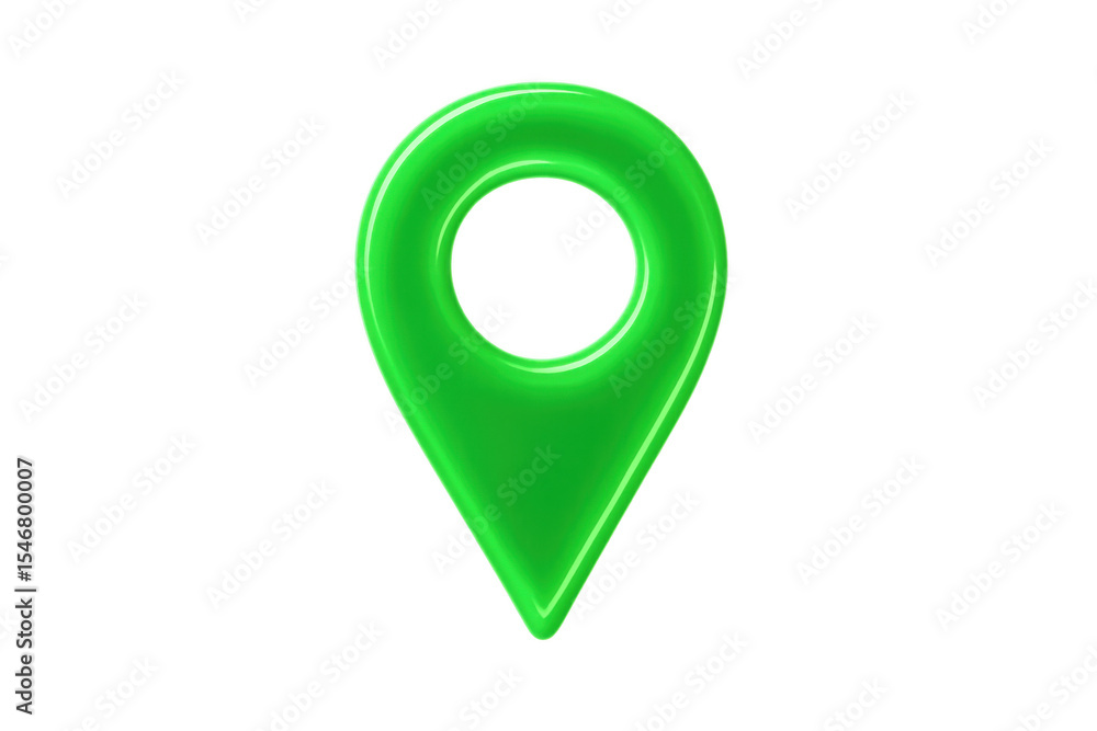 Fototapete Green location pin pointing a specific spot on a transparent background, perfect for indicating places on maps and representing precise navigation