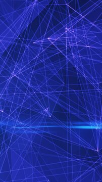 Digital network background with intersecting glowing purple lines on a dark blue backdrop
