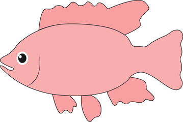 Cute Pink Fish Illustration with Clean Background