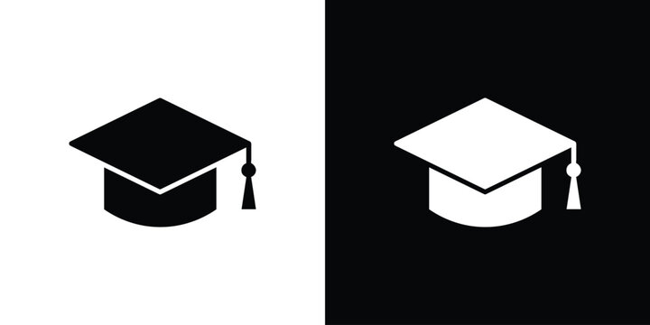 Graduation hat icon of a flat style vector