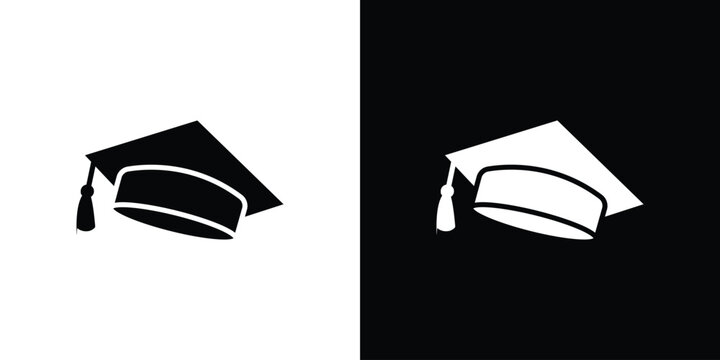 Graduation hat icon of a flat style vector