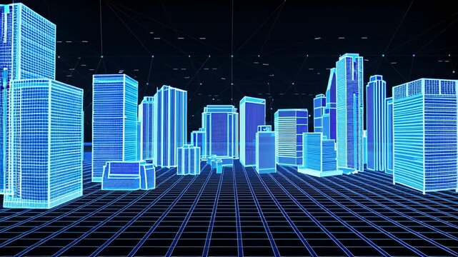 Digital Cityscape Loop - Ideal for Tech Conferences & Futuristic Branding Perfect for startup presentations, innovation keynotes, or sci-fi scene transitions
