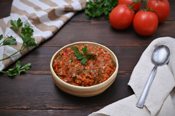 rustic style life, with vegetable dish in a bowl