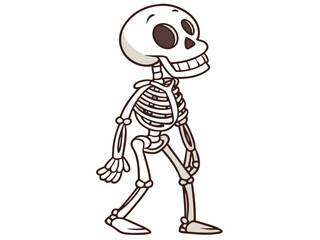 Fototapeta premium Cartoon skeleton silhouette isolated on white background