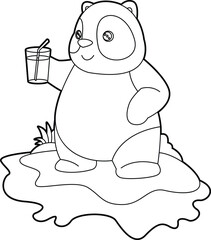 Panda Summer Beach Animal Vector Graphic Art Illustration