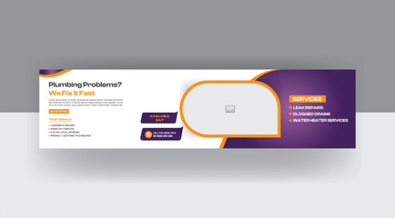 Home Roofing, Plumbing social media banner template