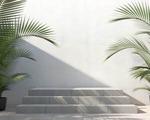 white background with palm leaf shadows on sides, tropical light, soft contrast, photorealistic