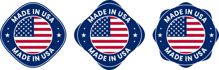 Made in USA Stamp Set – labels icon, American Product Label, Logo, Emblem, Symbol Vector for Business and Seal Vector