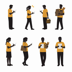 People shopping and writing on notepad