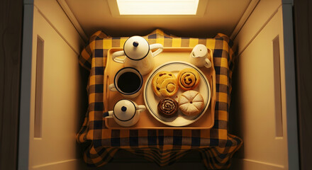 Cozy Breakfast Still Life With Pastries And Coffee Within Confined Space