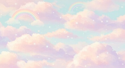 Pastel Rainbow Sky Dreamy Cloud Background