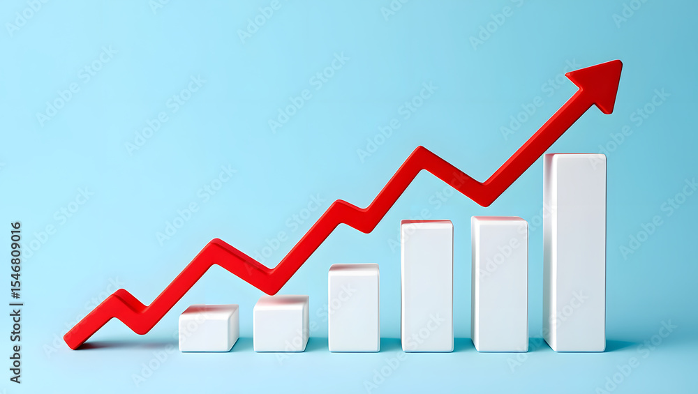 Poster elevate your business strategy a dynamic bar graph with an ascending red arrow symbolizing growth an
