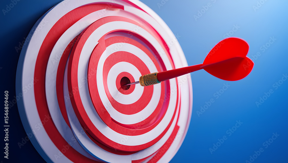 Poster hitting the mark achieving success with precision a dart perfectly placed in the center of a target 