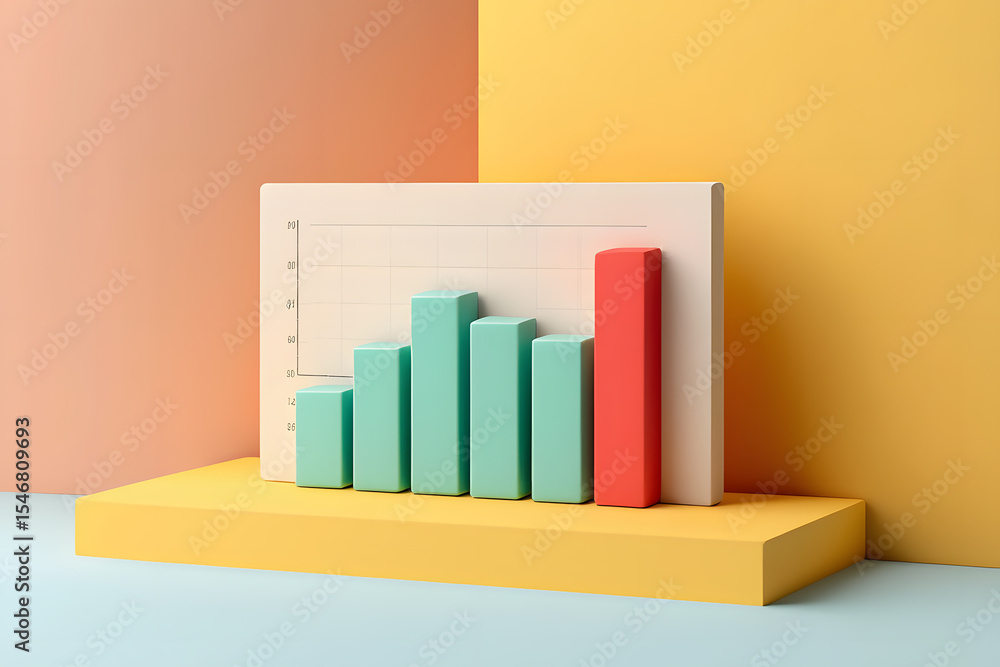 Aufkleber abstract bar graph a 3d rendered illustration of a rising bar graph with a standout red bar against 