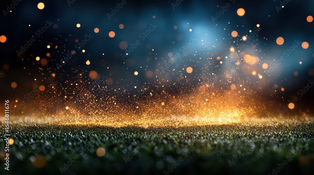 Poster a mesmerizing image capturing the interplay of sparkling dust and soft light creating an ethereal at