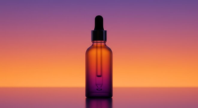 Cosmetic elixir bottle with dreamy gradient