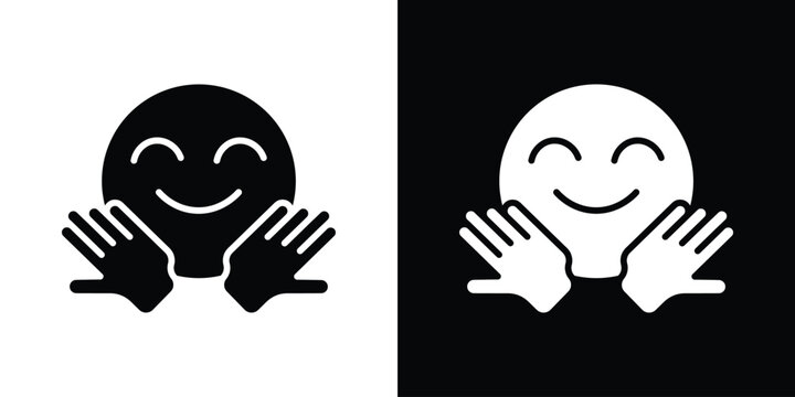 Hugging emoji icon of a flat style vector
