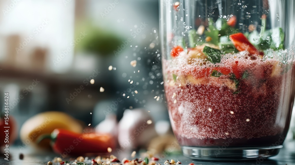 Aufkleber this dynamic image captures a colorful smoothie blending process, showcasing the burst of fresh ingr