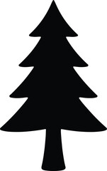 Fototapeta premium Silhouette evergreen tree simple black cutout design Vector Illustration