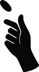 Silhouette hand flipping a coin gambling investment concept Vector Illustration