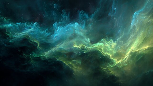 Abstract nebula background galaxy space cosmic wallpaper green blue dark aesthetic illustration 4k hd