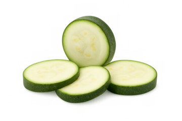 Sliced zucchini neatly arranged, highlighting vegetable's crisp texture and clean profile