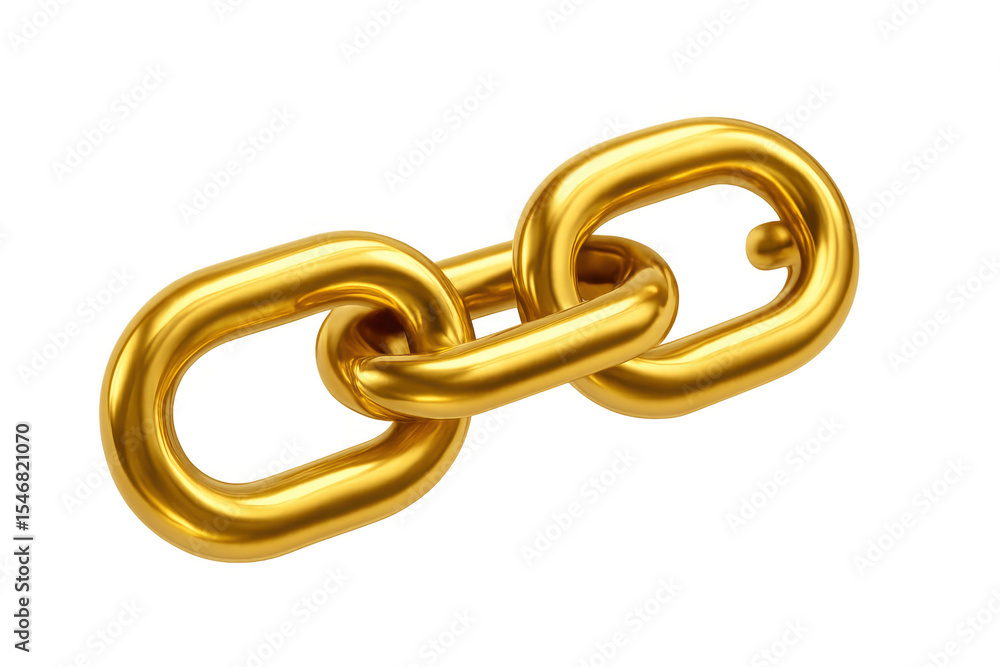 Poster interlocking golden chain links on a transparent background representing strength, connection, and s