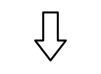 Vector a basic downward arrow illustration with a clear outline and sharp lines pointing straight down vertically