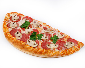 Large Pepperoni And Mushroom Pizza Slice With Fresh Parsley