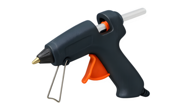 Glue Gun Isolated on Transparent Background: Hot Melt Adhesive Tool, Crafting, DIY, Bonding, and Repair Equipment (PNG)