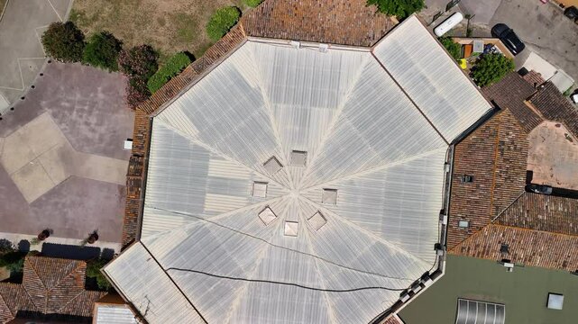 Top-Down View of Symmetrical Octagonal Roof
