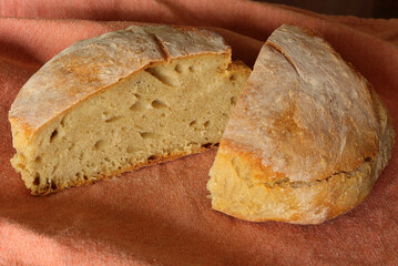 Portugal, Nazare. Homemade, traditional, freshly baked rustic wheat bread made in a wood-burning oven. 