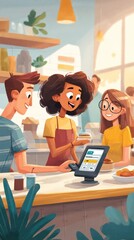 Teenagers Enjoying Moments Together While Splitting a Bill in a Modern Environment