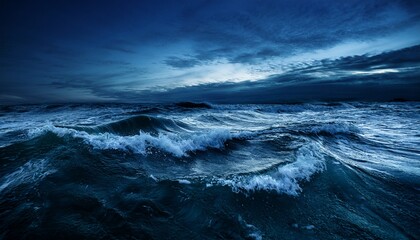 turbulent waves in water at night closeup