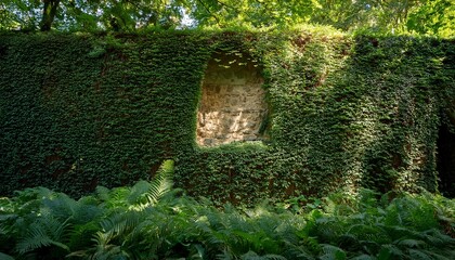 tranquil abandon a serene wall embraced by nature s greenery