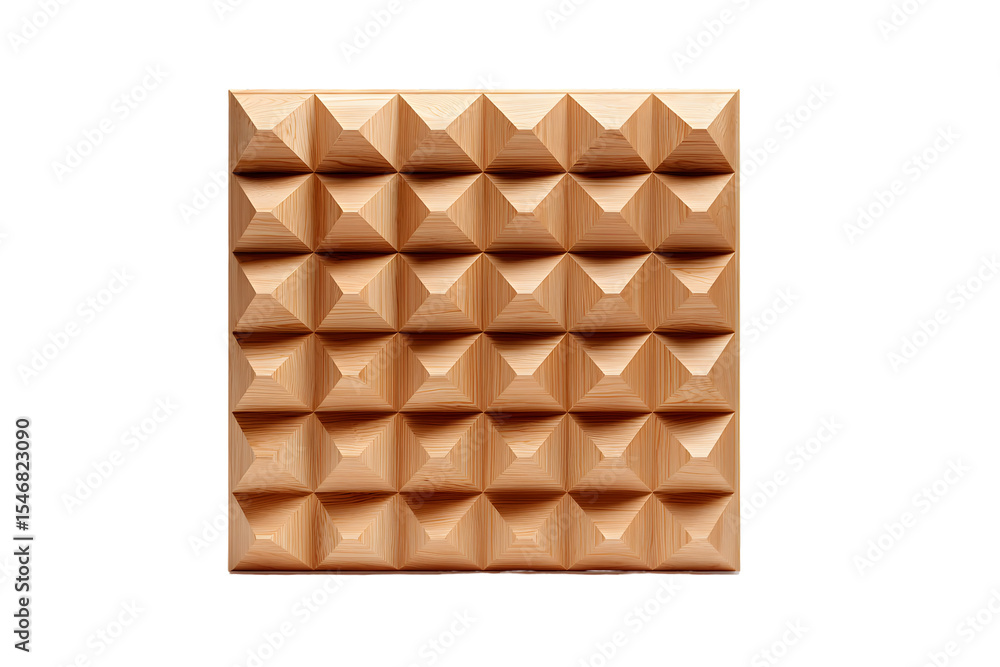 Poster abstract wooden texture with geometric pyramid pattern design 3d art tile on transparent background