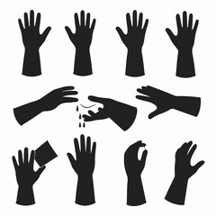 Obraz premium Hands glove silhouette collection doing diverse actions