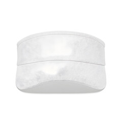 Blank white sports visor – front and three-quarter views – clean apparel mock-up isolated on white