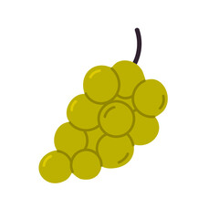 Vector drawing of green grape bunch. Ideal for wine labels, food packaging, juice design, and healthy illustrations
