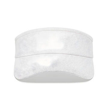 Blank white sports visor &ndash; front and three-quarter views &ndash; clean apparel mock-up isolated on white
