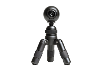 Compact black webcam on tripod professional streaming video recording live on transparent background