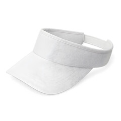 Blank white sports visor – front and three-quarter views – clean apparel mock-up isolated on white