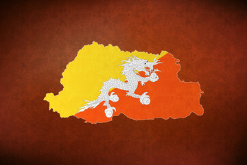 Bhutan vector map with flag	