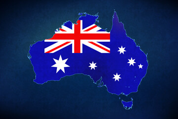 Australia vector map with flag	
