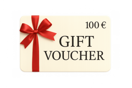 One hundred euro gift voucher with red ribbon bow on transparent background, ideal for marketing and promotion