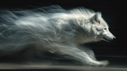 White wolf running fast animal photography wildlife nature predator canine art print wall decor design 100